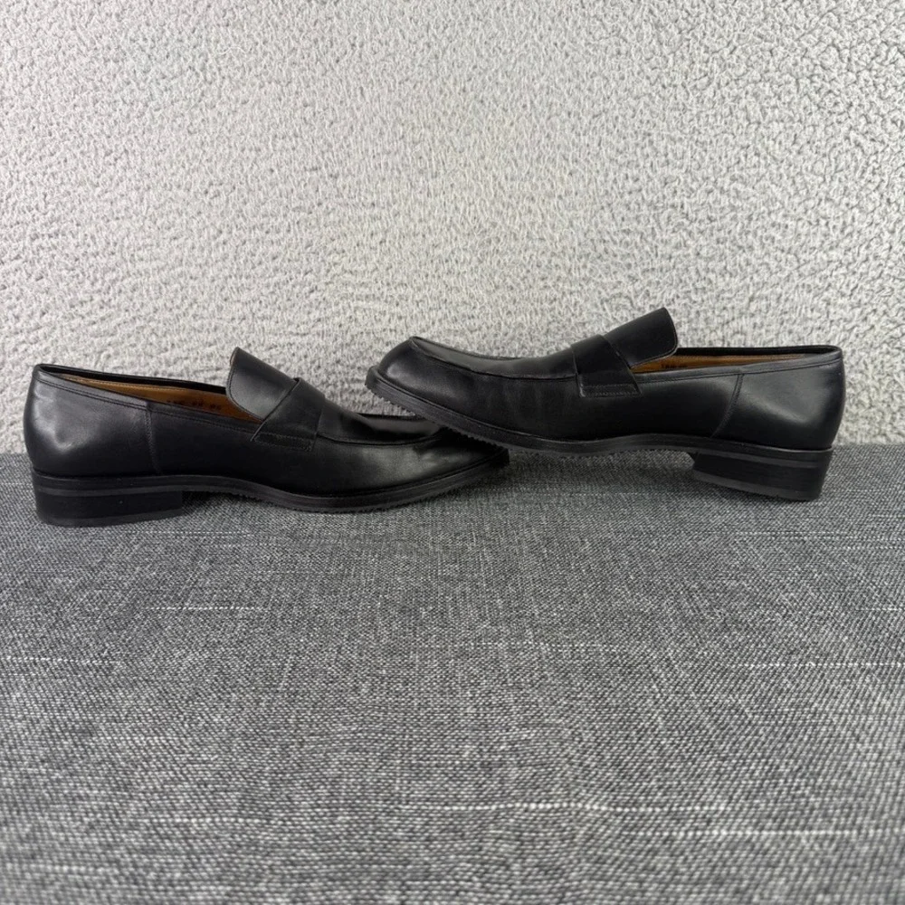 Bally Tribus Loafers Men 7.5E Black Leather Italian Apron Toe Penny Dress Shoes